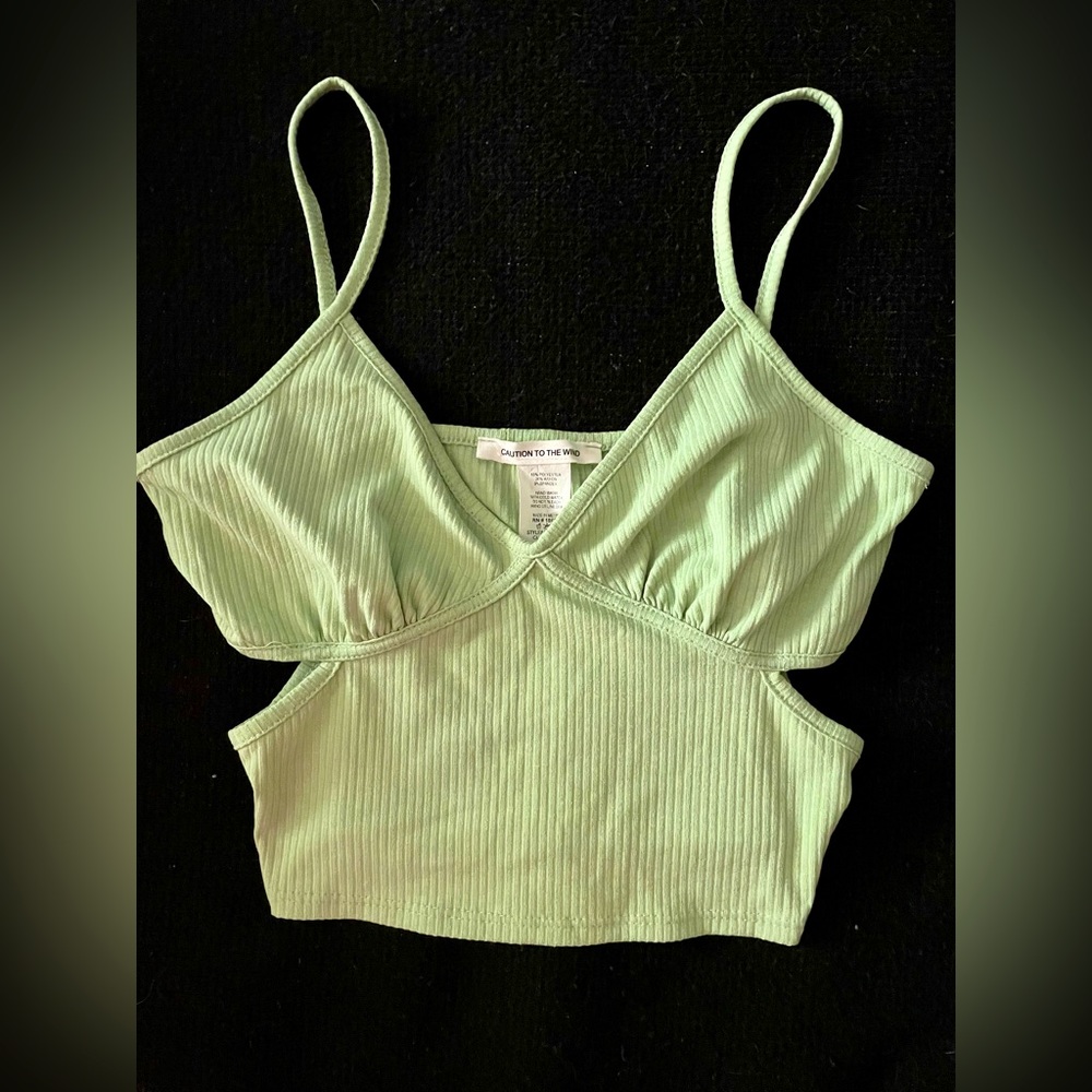 Green Light Green Crop Top w/cut-outs